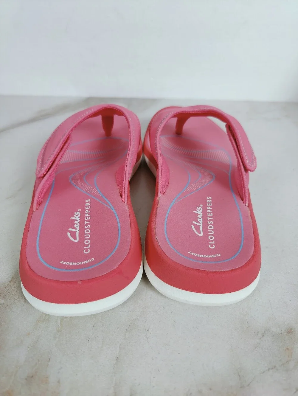 NIB Clarks Cloudsteppers Glide Post Thong Sandals, Pink, Sz 7